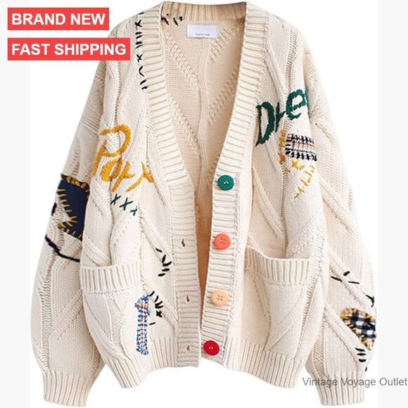 Sweaters - Women's Cable Knit Cardigan V-Neck Open Front Button Down Sweater Coat